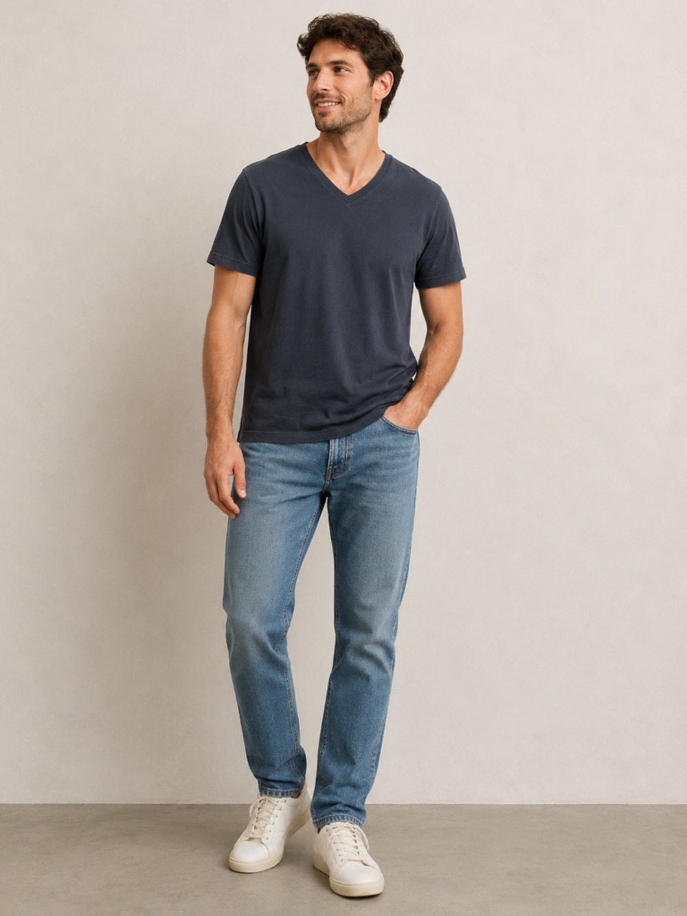 Mack Weldon Men’s Navy V-Neck T-Shirt Short Sleeve XL Soft Stretch Tee 2 Holes